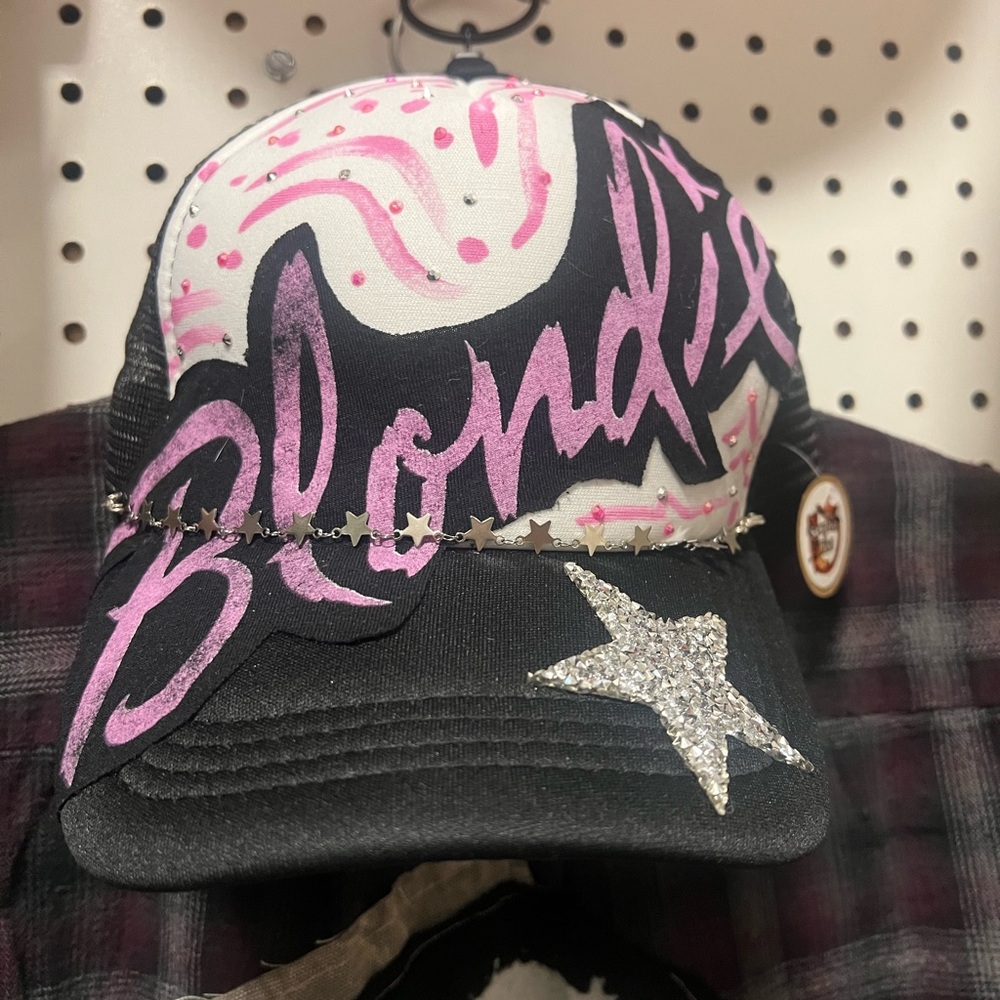 Blondie Black and Pink Cap with Star Design